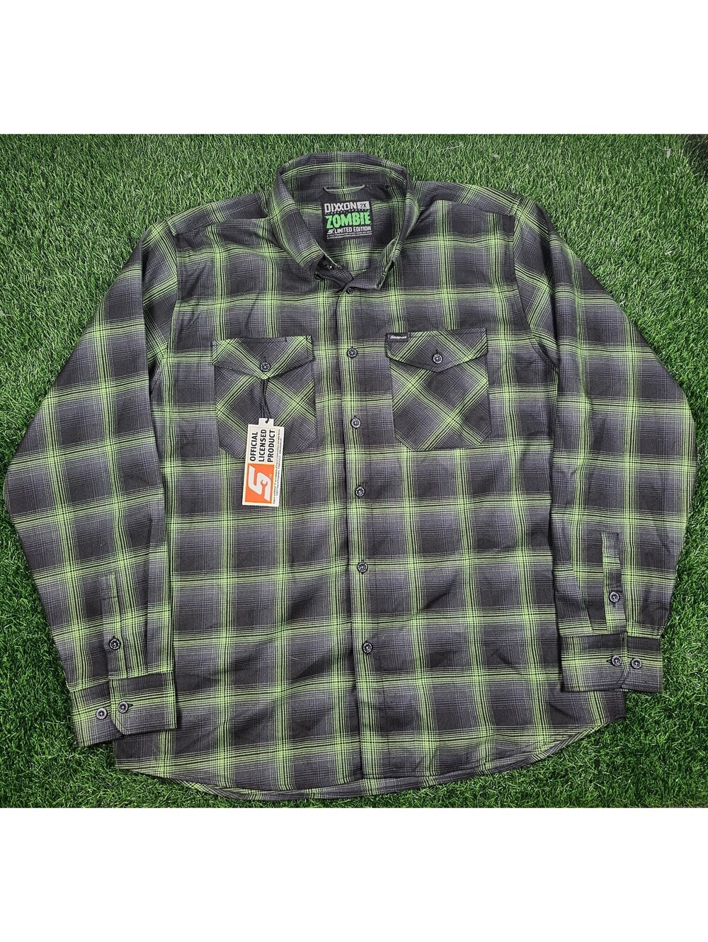 Nwt Dixxon Zombie Limited Edition Snap On Green and Black Plaid Flannel Shirt 2X